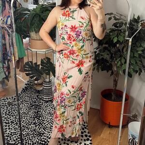 Privacy please Floral Halter Open Back Maxi Dress Pink